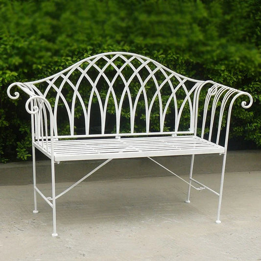 Lavinia Iron Outdoor Bench - White