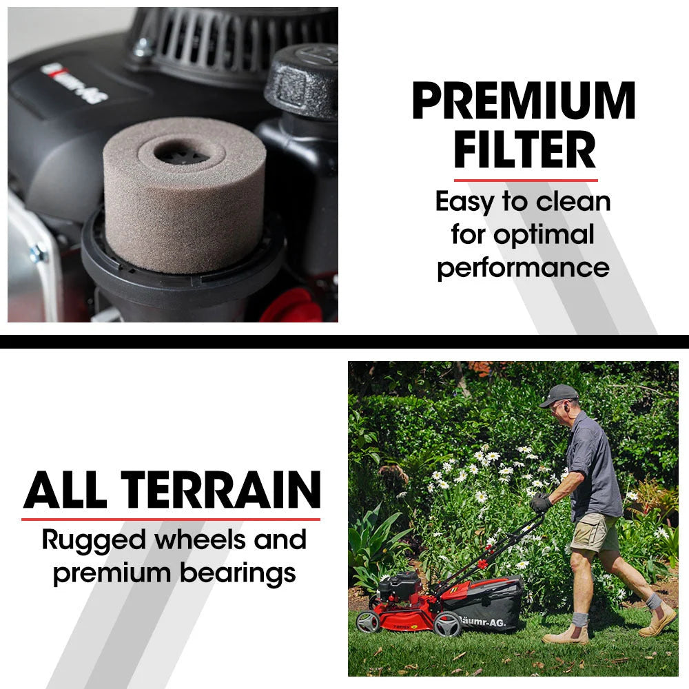Lawn Mower 139CC 17 Petrol Push Lawnmower 4-Stroke Engine
