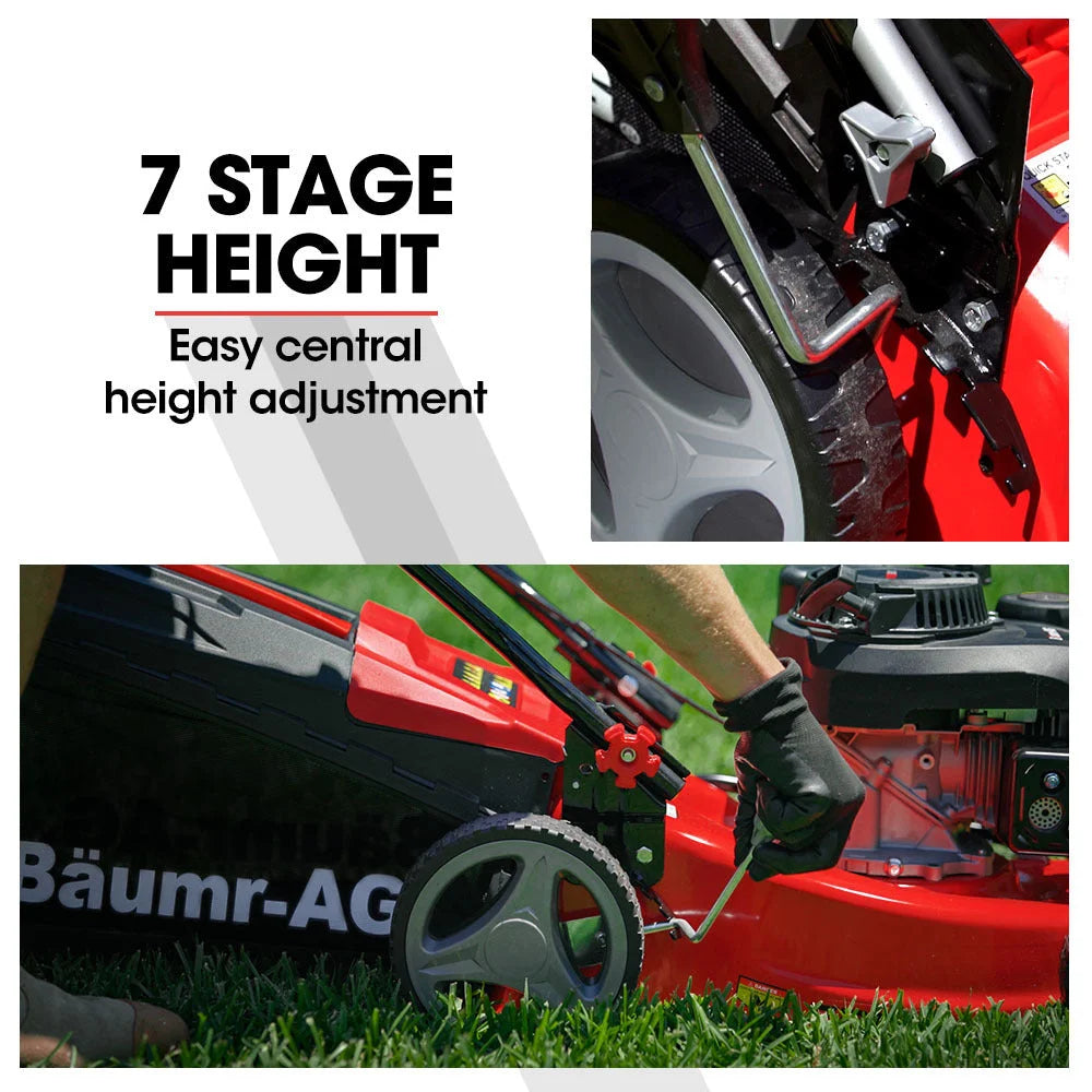 Lawn Mower 139CC 17 Petrol Push Lawnmower 4-Stroke Engine