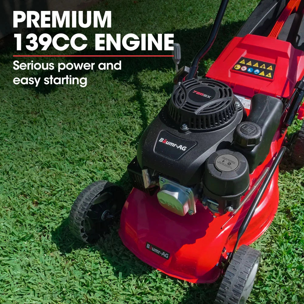 Lawn Mower 139CC 17 Petrol Push Lawnmower 4-Stroke Engine