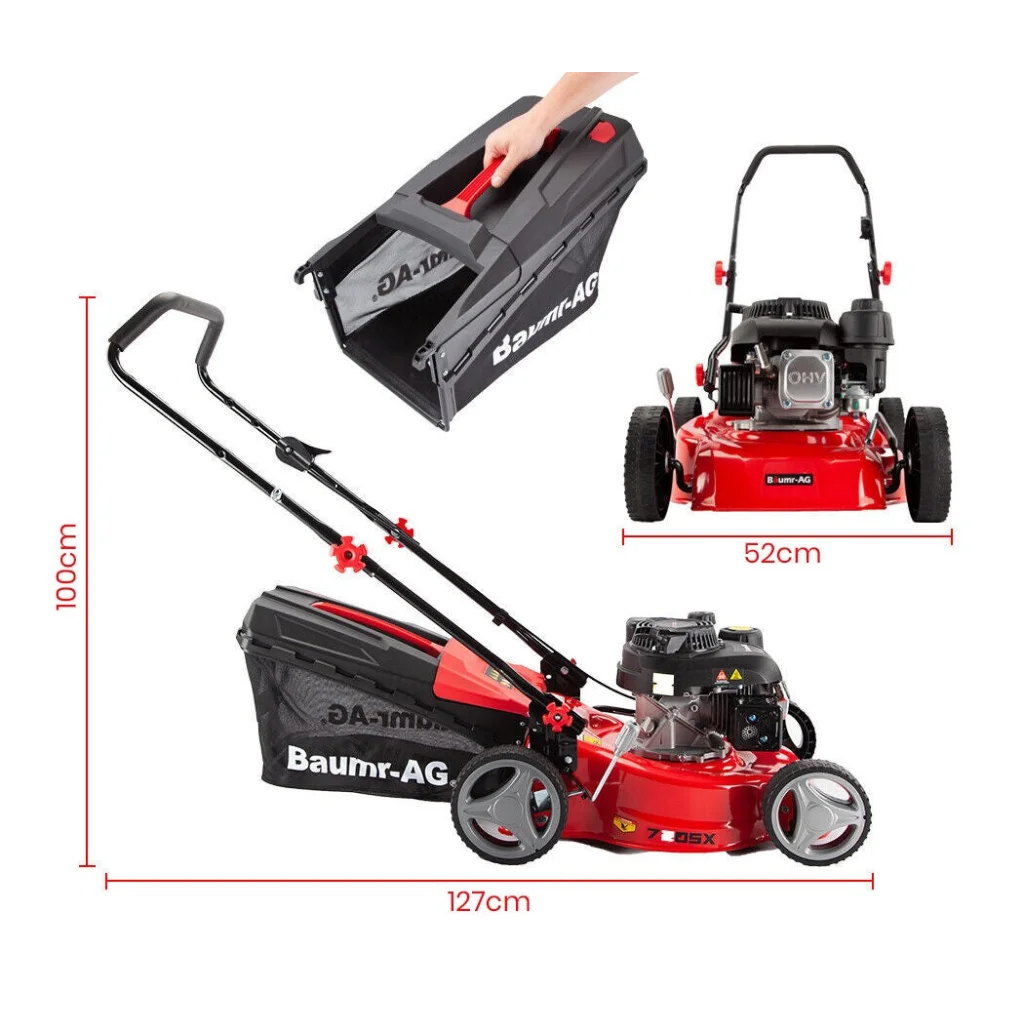 Lawn Mower 139CC 17 Petrol Push Lawnmower 4-Stroke Engine