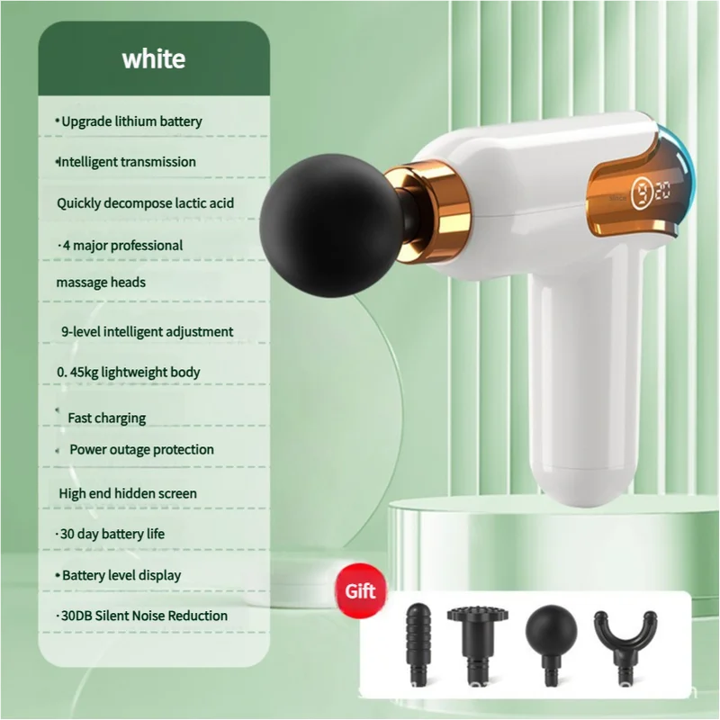 LC002 White Portable Massage Gun - Deep Tissue Muscle