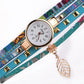Leaf Pendant Quartz Bracelet Watch for Women - Sky Blue
