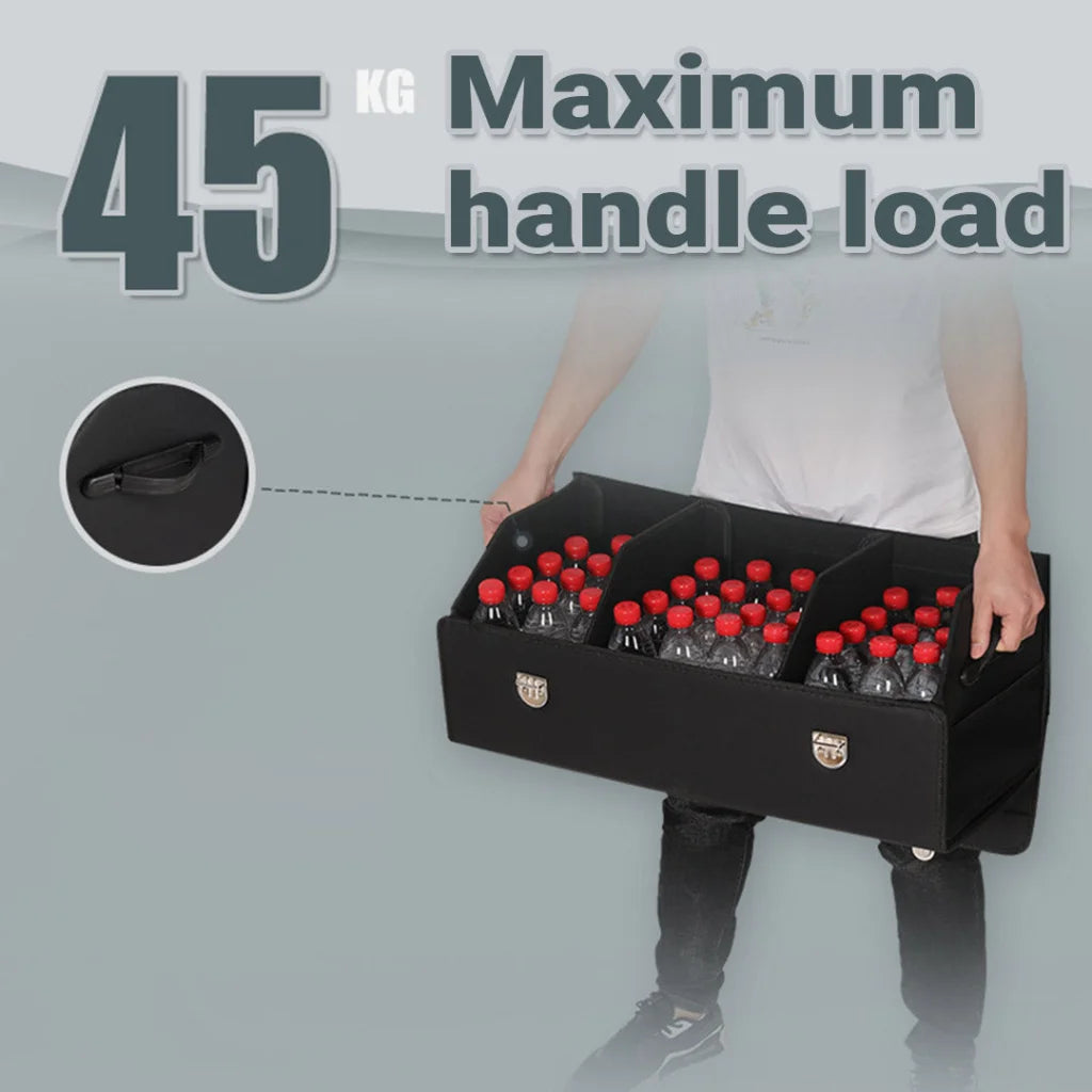 Car Boot Lockable Storage Leather Car Boot Organizer Premium Collapsible Foldable Trunk Cargo St ...