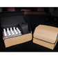 Leather Car Boot Trunk Cargo Organizer 2X Collapsible Foldable Storage Box Beige/Gold Stitch Large