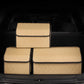 Leather Car Boot Trunk Cargo Organizer 2X Collapsible Foldable Storage Box Beige/Gold Stitch Large