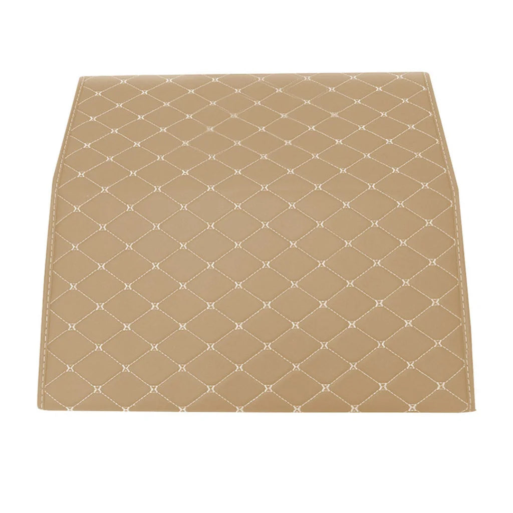 Leather Car Boot Trunk Cargo Organizer 2X Collapsible Foldable Storage Box Beige/Gold Stitch Large