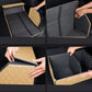 Leather Car Boot Trunk Cargo Organizer 2X Collapsible Foldable Storage Box Beige/Gold Stitch Large
