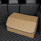 Leather Car Boot Trunk Cargo Organizer 2X Collapsible Foldable Storage Box Beige/Gold Stitch Large