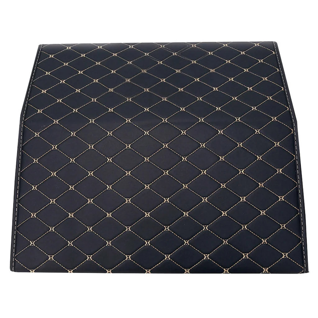 Leather Car Boot Trunk Cargo Organizer 2X Collapsible Foldable Storage Box Black/Gold Stitch Large