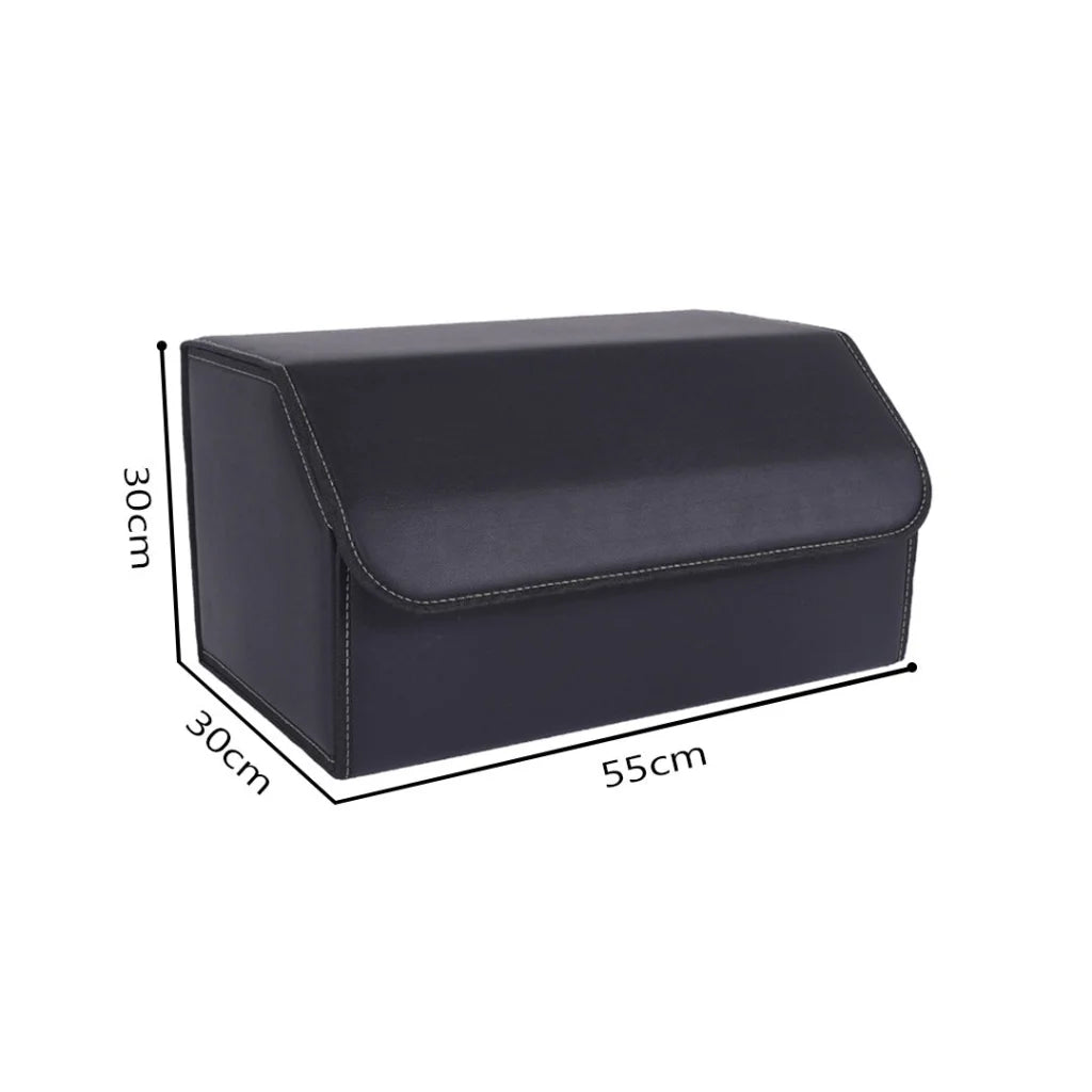 Leather Car Boot Trunk Cargo Organizer 2X Collapsible Foldable Storage Box Black Large