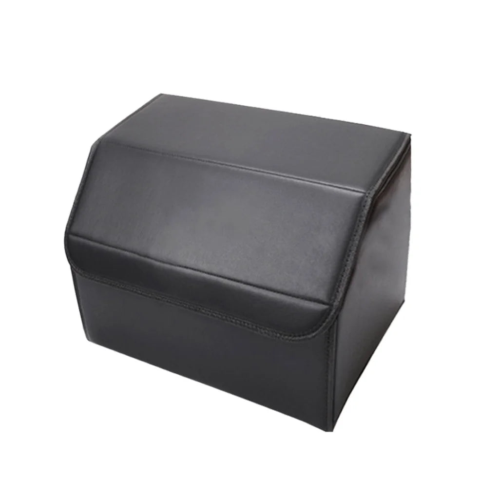 Leather Car Boot Trunk Cargo Organizer 2X Collapsible Foldable Storage Box Black Small