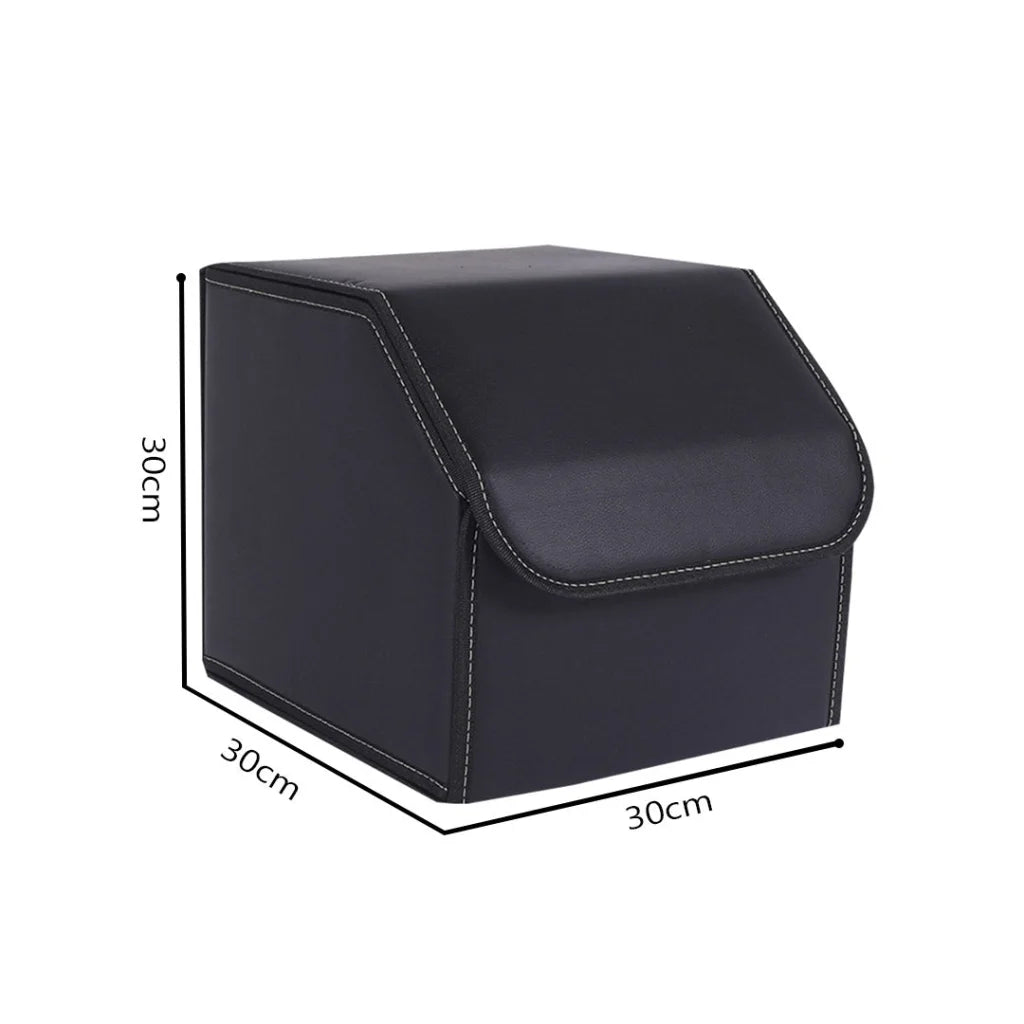 Leather Car Boot Trunk Cargo Organizer 2X Collapsible Foldable Storage Box Black Small