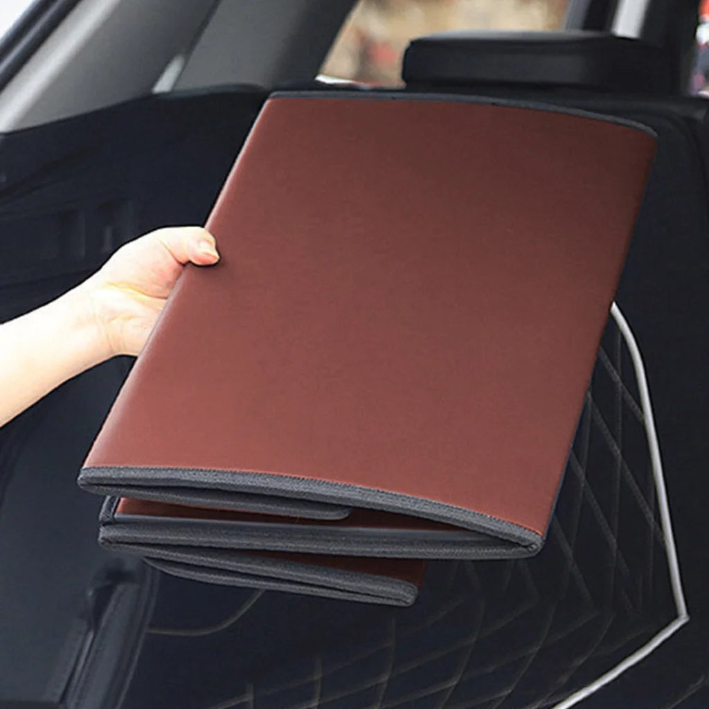 Leather Car Boot Trunk Cargo Organizer 2X Collapsible Foldable Storage Box Coffee Large