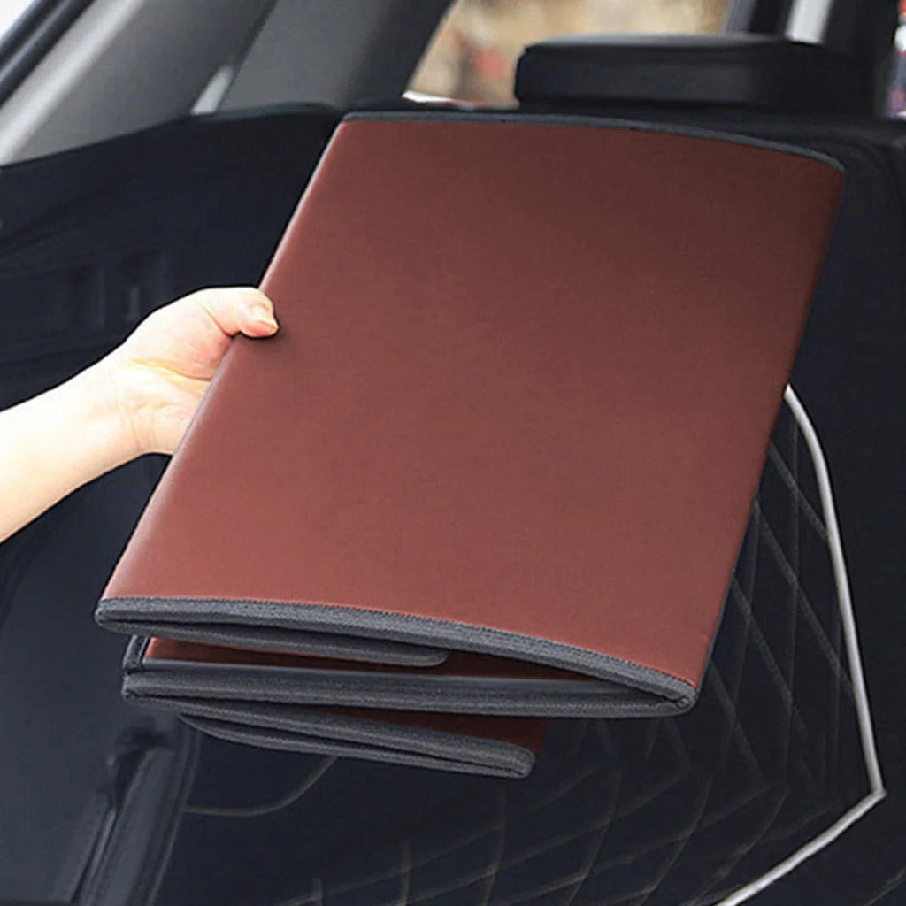 Leather Car Boot Trunk Cargo Organizer 2X Collapsible Foldable Storage Box Coffee Medium