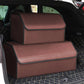 Leather Car Boot Trunk Cargo Organizer 2X Collapsible Foldable Storage Box Coffee Medium
