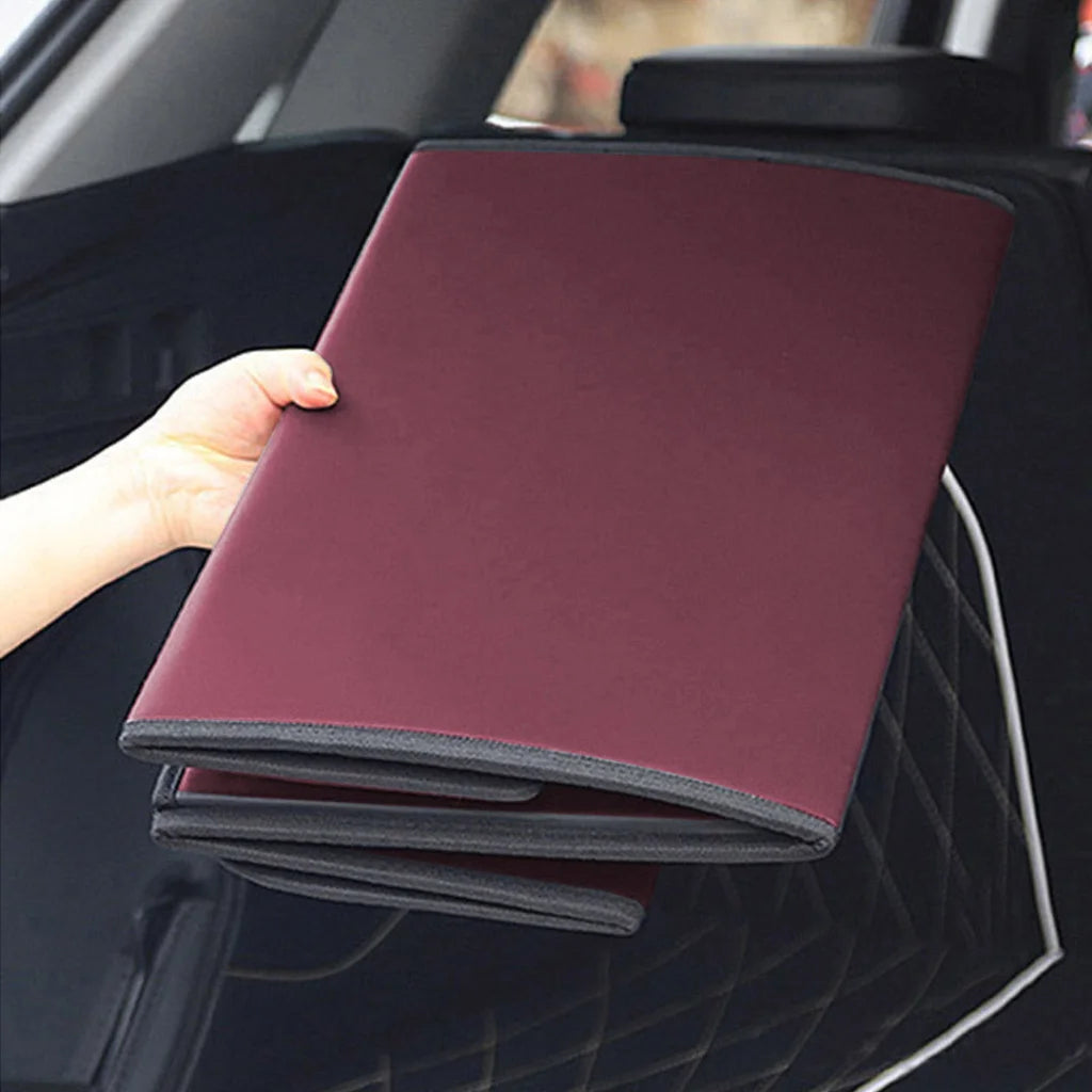 Leather Car Boot Trunk Cargo Organizer 2X Collapsible Foldable Storage Box Red Medium