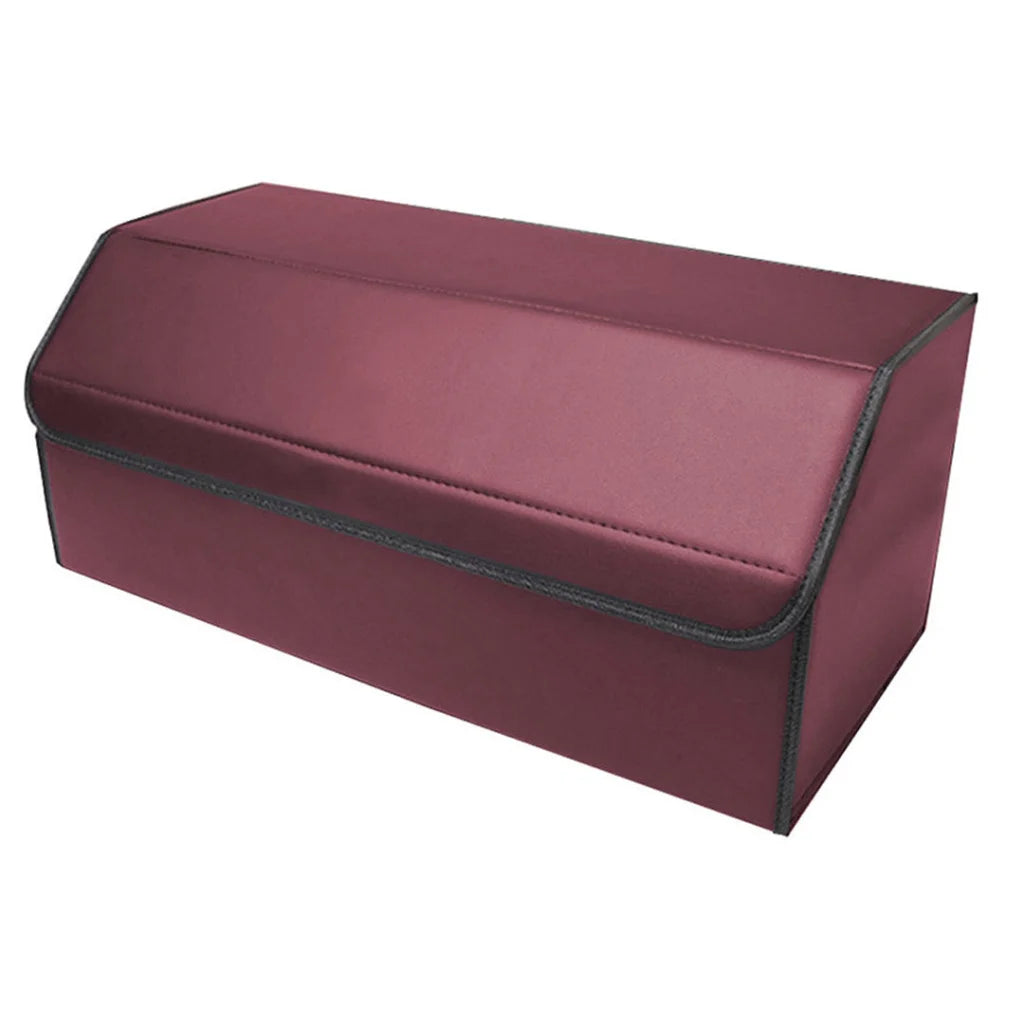 Leather Car Boot Trunk Cargo Organizer 2X Collapsible Foldable Storage Box Red Medium