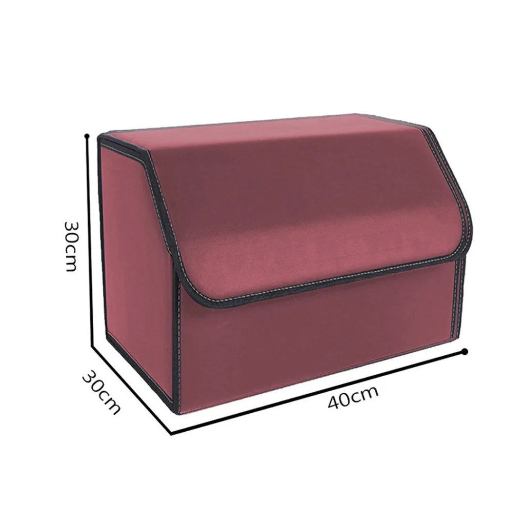 Leather Car Boot Trunk Cargo Organizer 2X Collapsible Foldable Storage Box Red Medium
