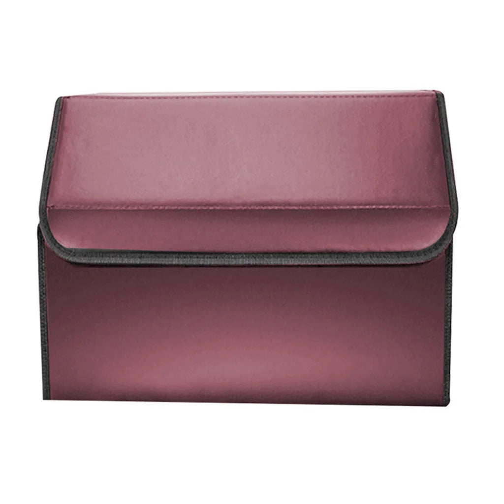 Leather Car Boot Trunk Cargo Organizer 2X Collapsible Foldable Storage Box Red Medium