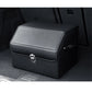 Leather Car Boot Trunk Cargo Organizer 2X Collapsible Foldable Storage Box with Lock Black Small