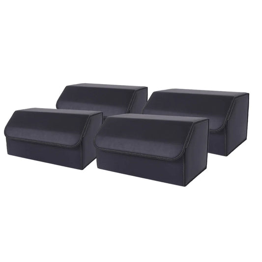 Leather Car Boot Trunk Cargo Organizer 4X Collapsible Foldable Storage Box Black Large