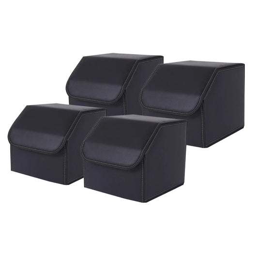 Leather Car Boot Trunk Cargo Organizer 4X Collapsible Foldable Storage Box Black Small
