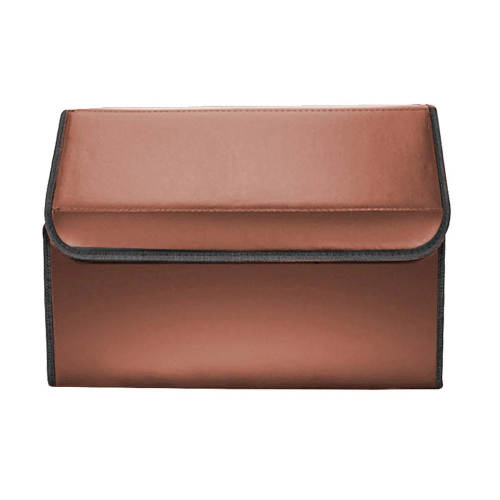 Leather Car Boot Trunk Cargo Organizer 4X Collapsible Foldable Storage Box Coffee Small