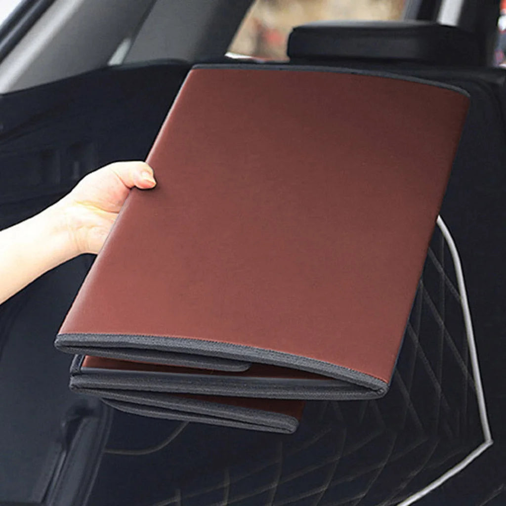 Leather Car Boot Trunk Cargo Organizer 4X Collapsible Foldable Storage Box Coffee Small