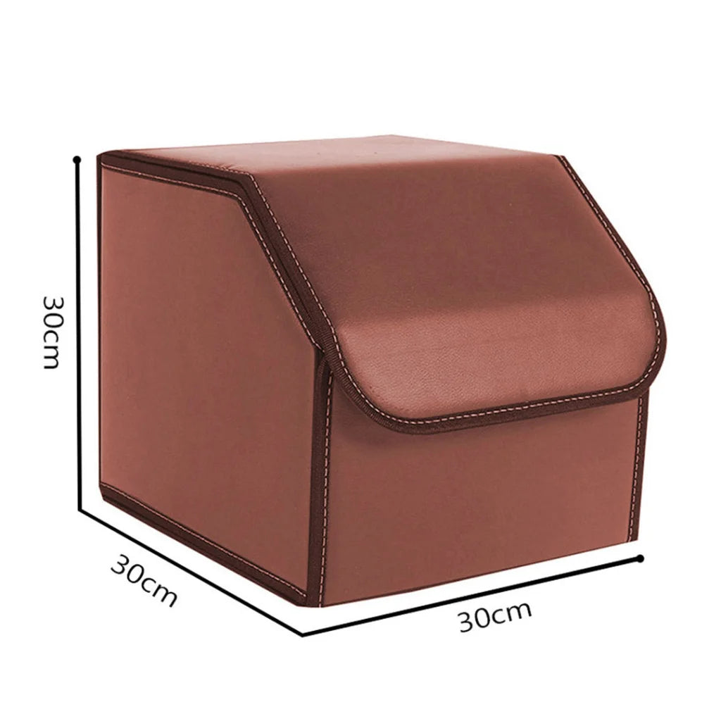 Leather Car Boot Trunk Cargo Organizer 4X Collapsible Foldable Storage Box Coffee Small