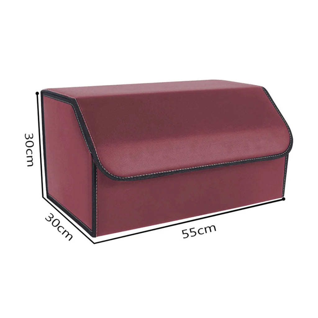 Leather Car Boot Trunk Cargo Organizer 4X Collapsible Foldable Storage Box Red Large
