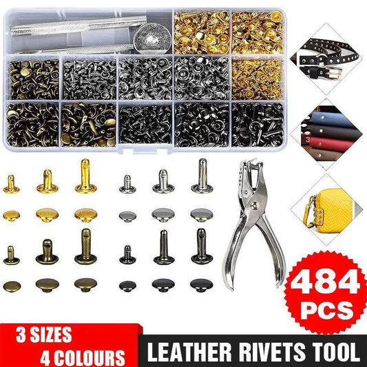 Leather Rivets Tool Metal Stud Set Double Cap Fixing Belt