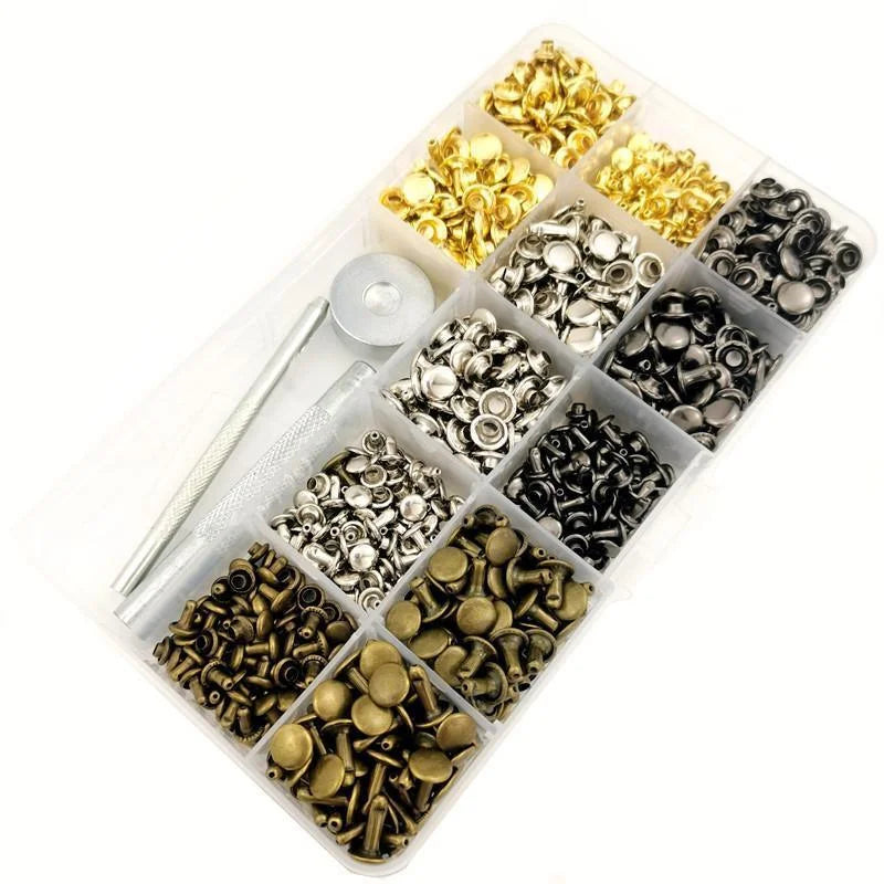 Leather Rivets Tool Metal Stud Set Double Cap Fixing Belt