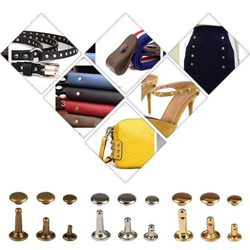 Leather Rivets Tool Metal Stud Set Double Cap Fixing Belt
