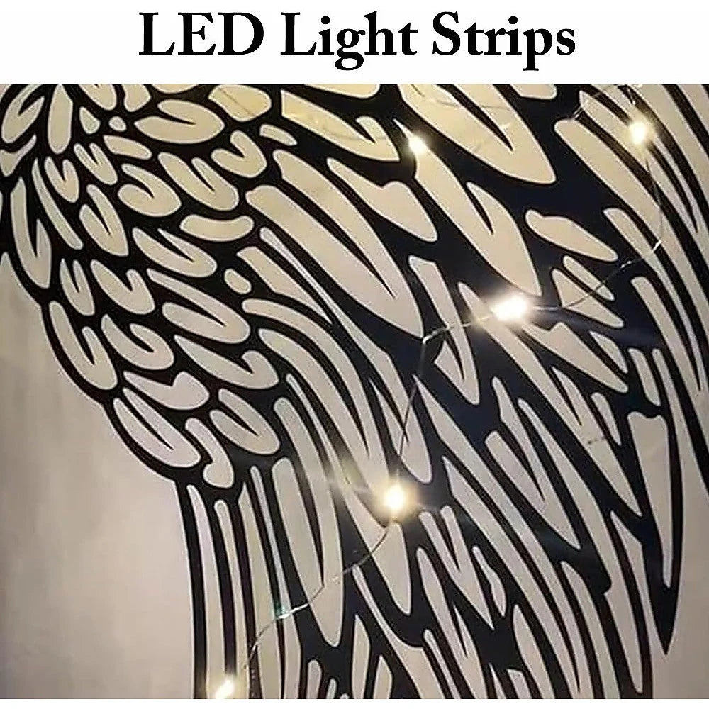 LED Angel Wing Metal Wall Art Wrought Iron Wings Sculpture