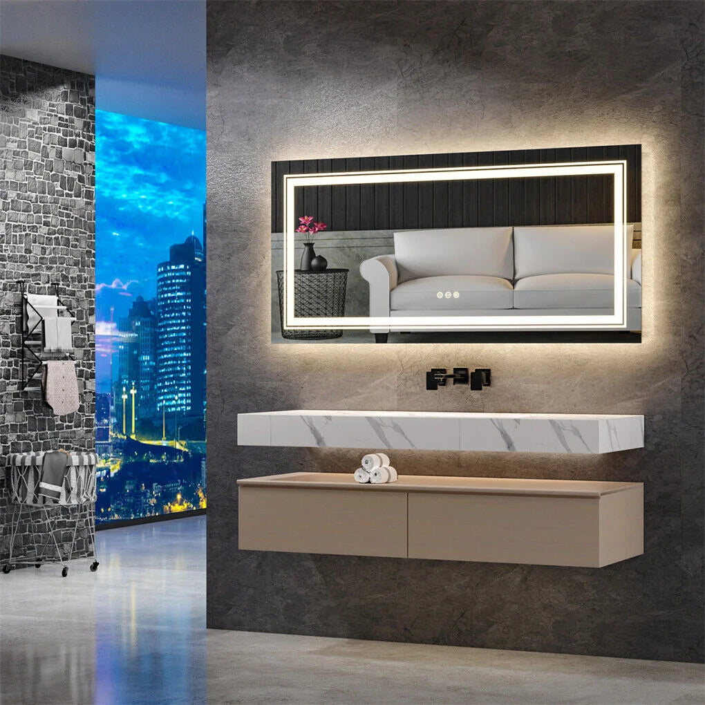 LED Bathroom Mirror 700x900mm Anti-Fog Shatterproof - Audio