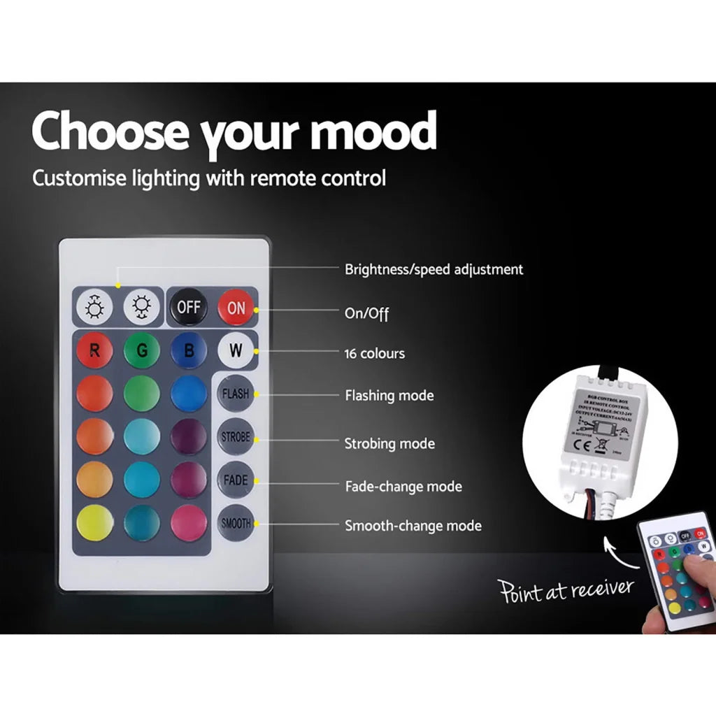 LED Bed Frame PU Leather Gas Lift Storage Black Double