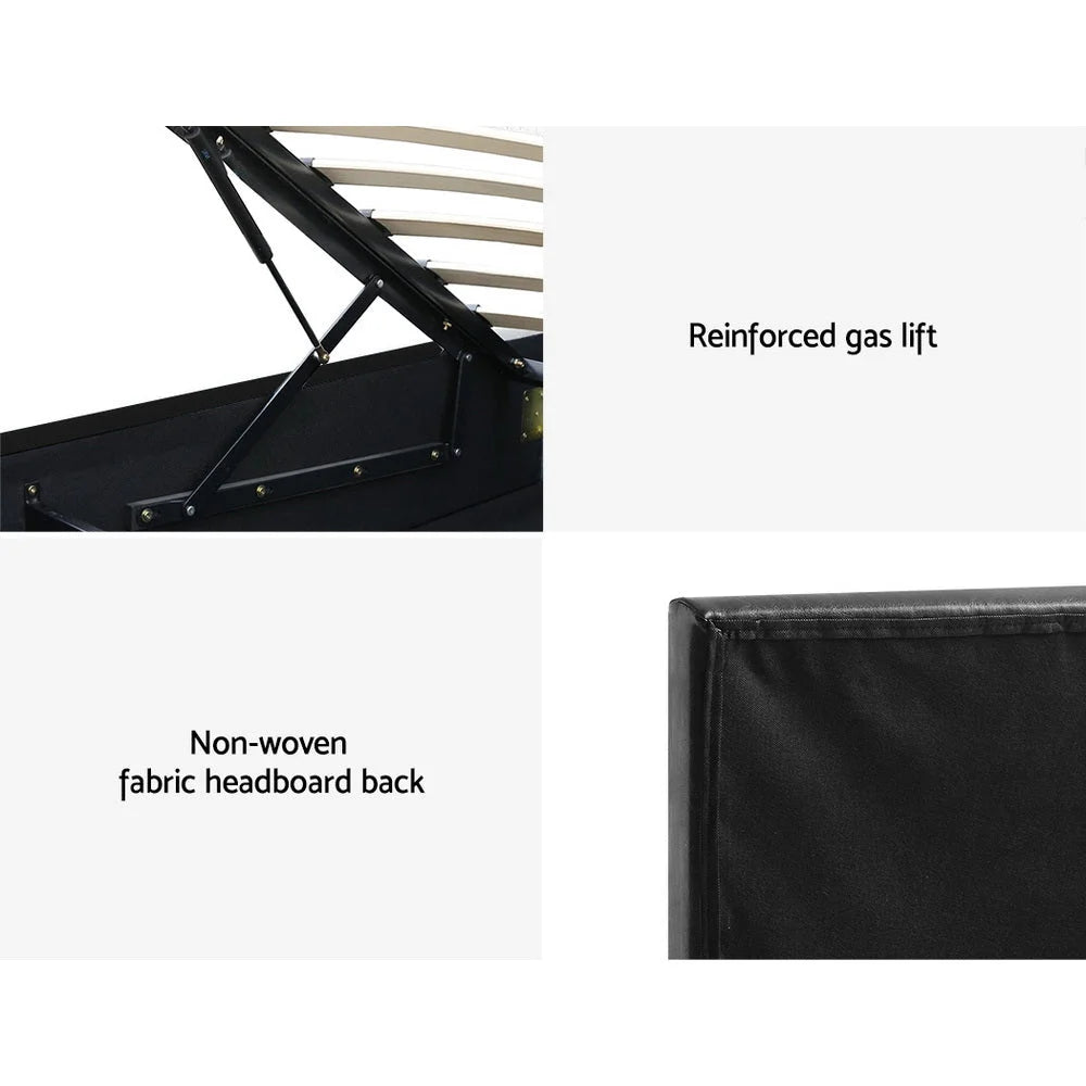 LED Bed Frame RGB King Single Size Gas Lift Base Storage