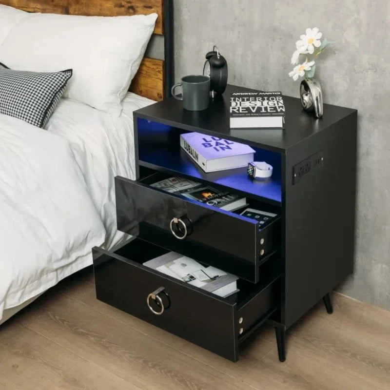 LED Bedside Table Amelia Modern with USB and Power Socket