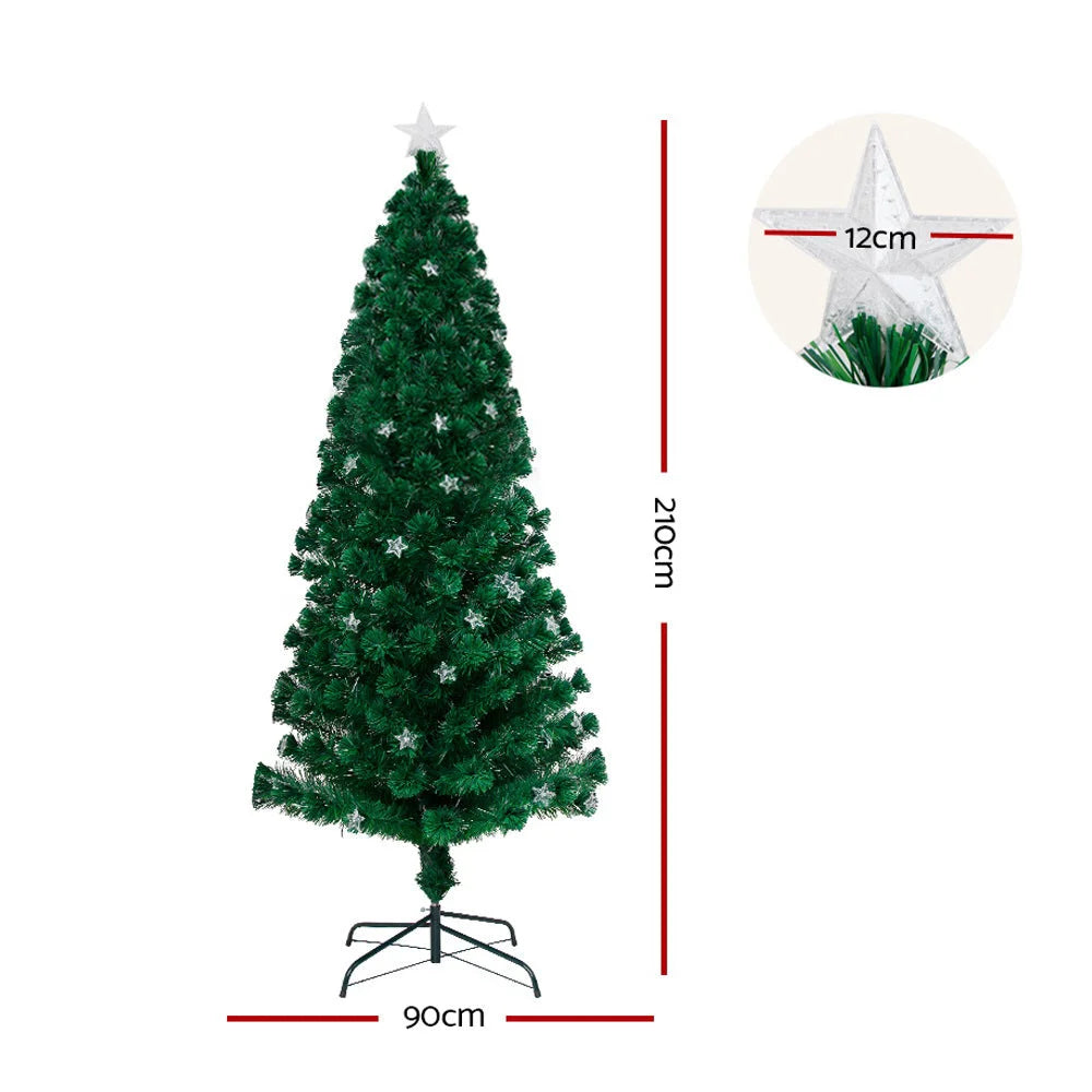 LED Christmas Tree 7FT Optic Fiber Xmas Multi-Colour Lights