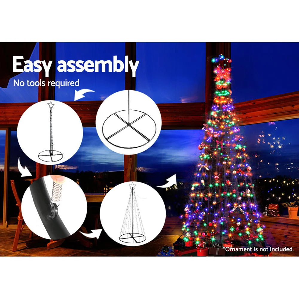LED Christmas Tree Lights Solar 2.1M - Multi-Colour Optic