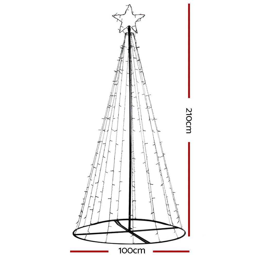 LED Christmas Tree Lights Solar 2.1M - Multi-Colour Optic