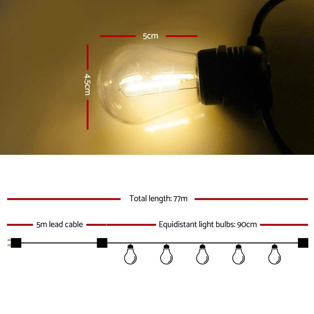 77m led festoon string with lights m bulbs