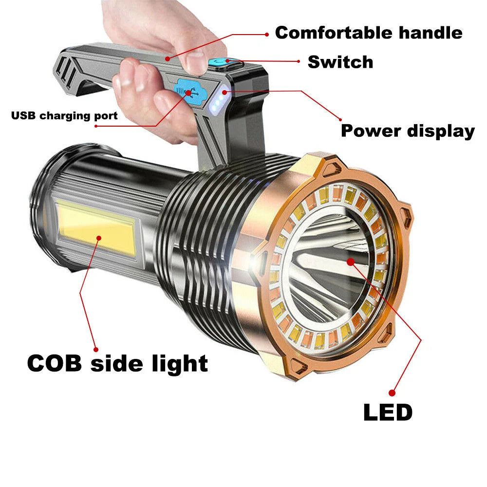 LED Flashlight Super Bright 1200lm Torch Lamp USB