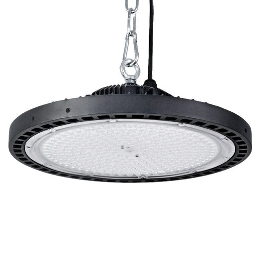 Black LED high bay with useful parts and product scale