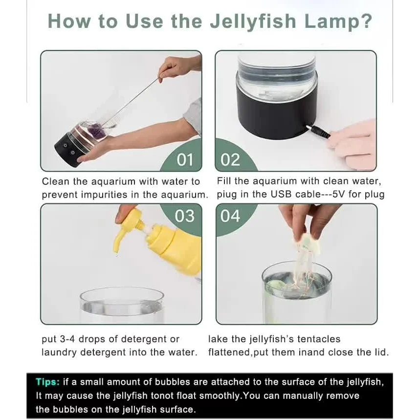 LED Jellyfish Lamp - Creative Night Light for Bedroom