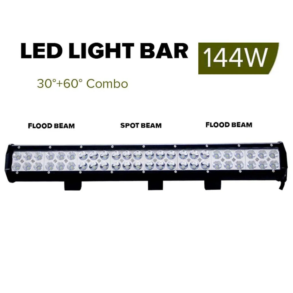 LED Light Bar Set Premium 2X 23inch 144W Cree Spot Flood for 4x4 Offroad Ute ATV 12V 24V
