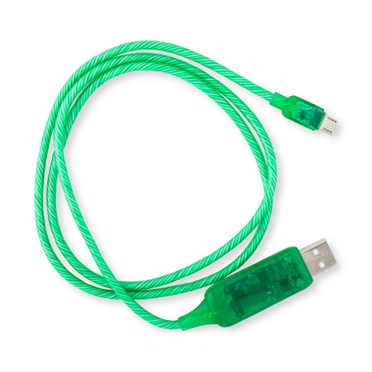 LED Light Up Visible Flowing Micro USB Charger 1m - Green