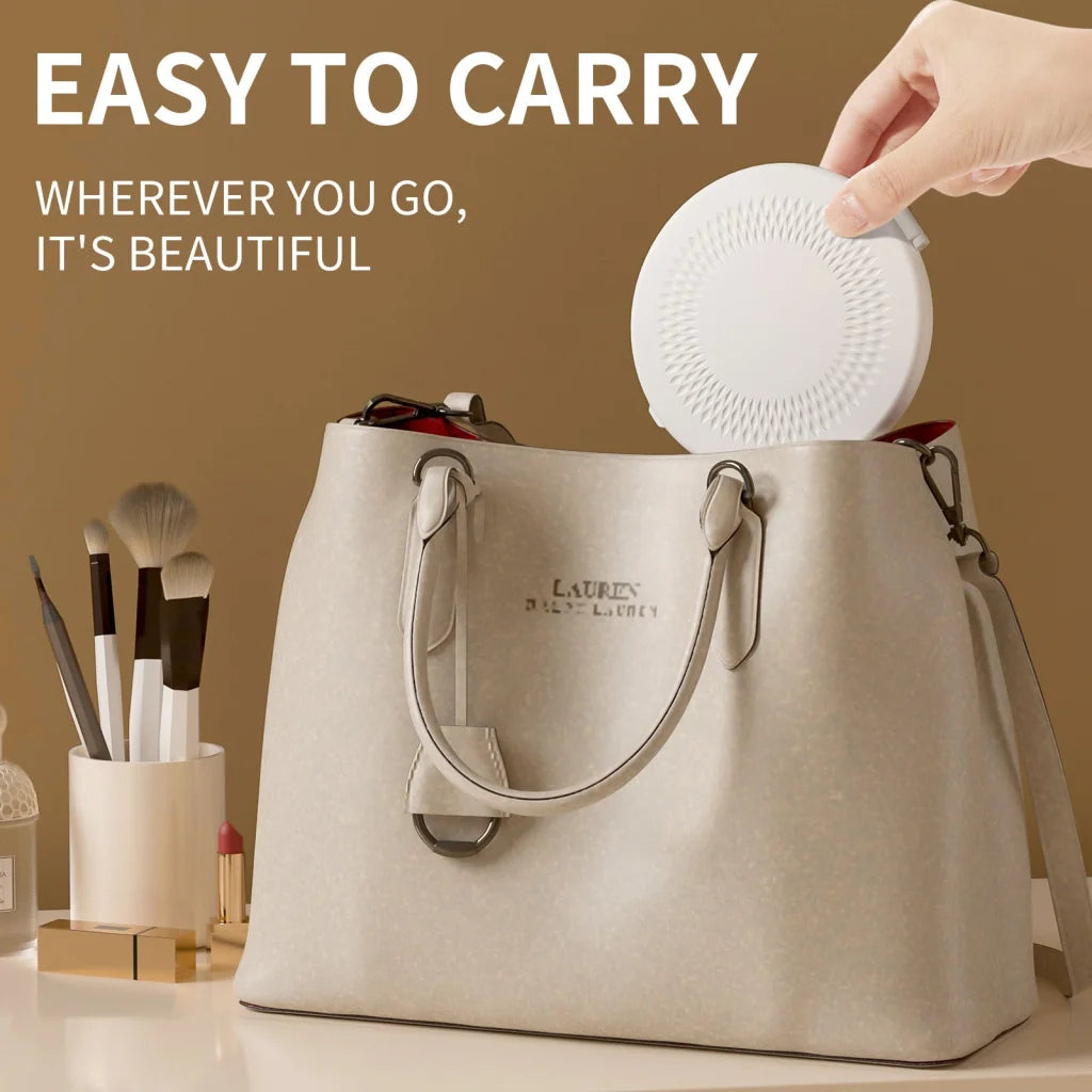 LED Lighted Travel Makeup Mirror - Double-Sided 1X/5X