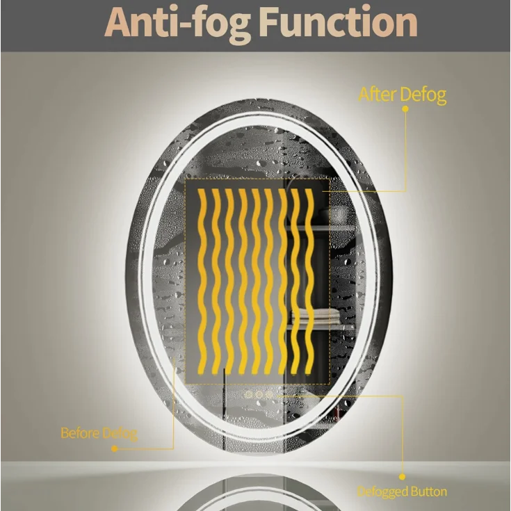 LED Oval Frameless Wall Mirror Salon / Bathroom - 60 x 80cm